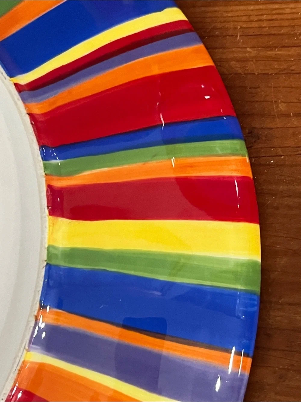Dansk VTG Hand-Painted Antiqua Bright Dinner Plates with Multicolor Rim (4)